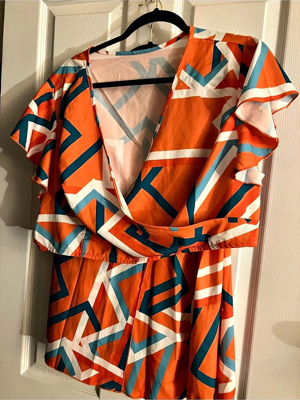 Geometric skirt set Orange & White Like New